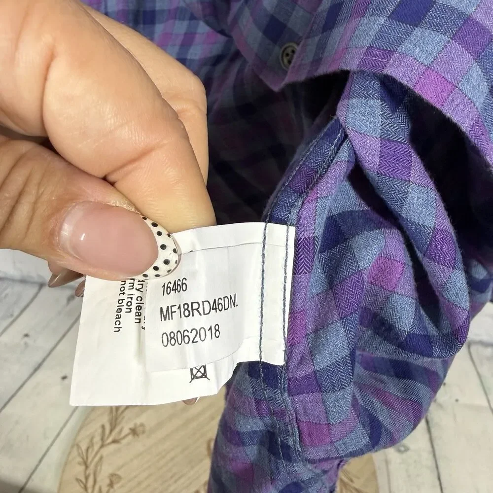 Peter Millar Winter Soft Twill Collection Shirt Mens XL Purple Blue Plaid Preppy